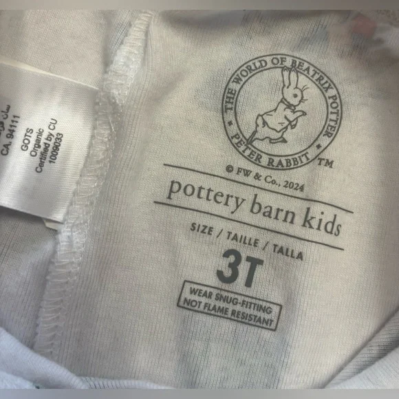 Pottery Barn Kids Pajama PANTS ONLY Peter Rabbit Toddler Size 3T Organic Cotton - Picture 3 of 11
